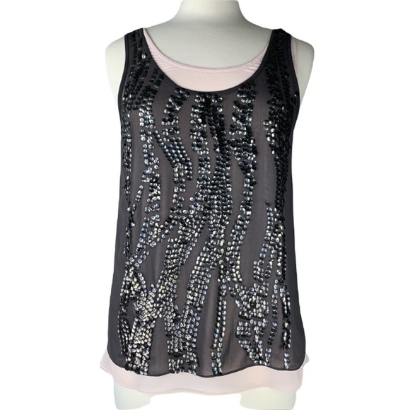 MM Couture Dusty Rose & Bronze Sequined Tank Tops - Picture 1 of 9